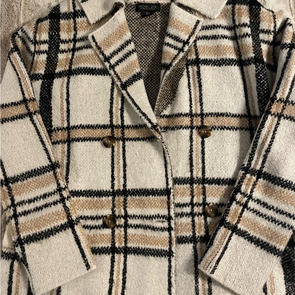 Rachel Zoe Women's Plaid Double-Breasted Blazer - Black and Tan